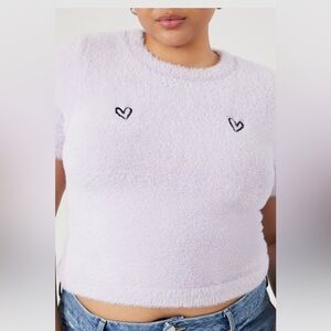 Plus size Forever 21 fuzzy sweater cropped tee